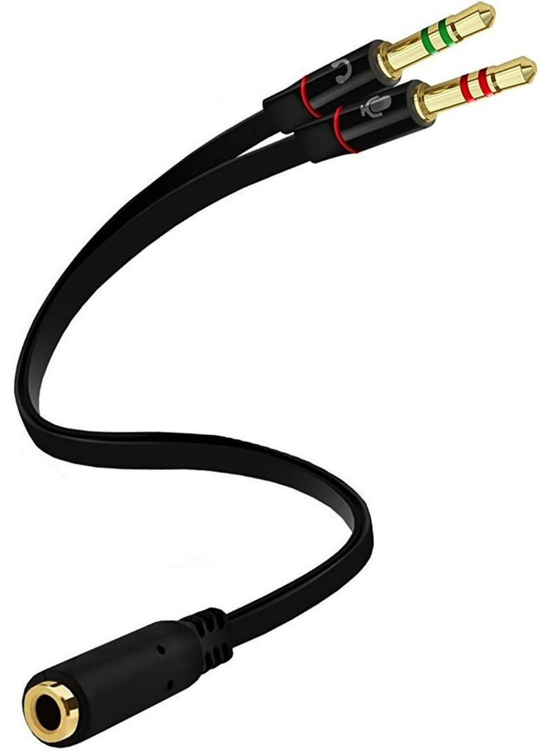 Headphone Splitter For Computer 3.5mm Female to 2 Dual 3.5mm Male Headphone Mic Audio Y Splitter Cable Smartphone Headset to PC Adapter - Image 1